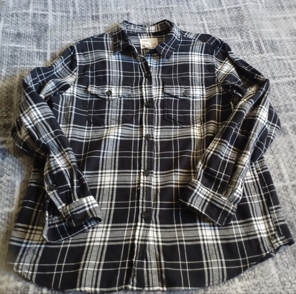 Tilley Women L Black, Gray & White Plaid Shirt Grunge Y2K Western - Picture 9 of 12